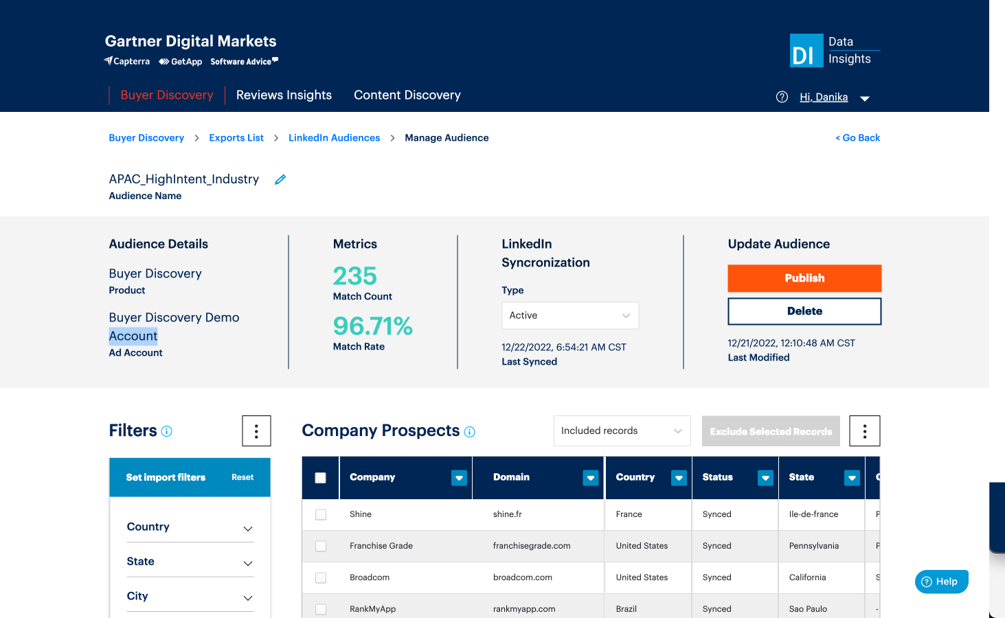 screenshot of B2B Intent